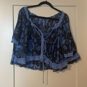 Free People Blue Floral Blouse